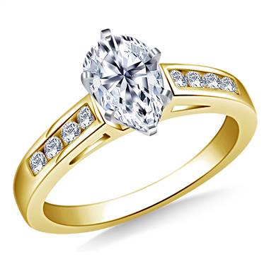 Cathedral Channel Set Diamond Engagement Ring In 18K Yellow Gold (1/5 cttw.)