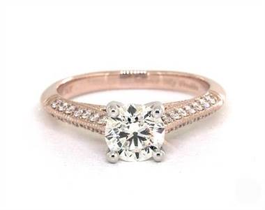Cathedral Knife-Edge Micro Pave Engagement Ring in 14K Rose Gold 2.50mm Width Band (Setting Price)