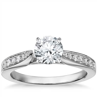 Cathedral Pave Diamond Engagement Ring in 18k White Gold (1/4 ct. tw.)