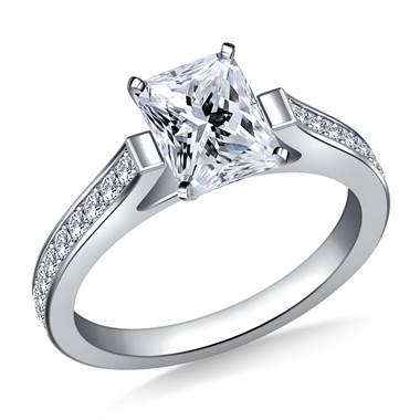Cathedral Pave Set Round Diamond Engagement Ring in 14K White Gold (1/4 cttw.)