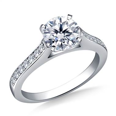 Cathedral Pave Set Round Diamond Engagement Ring in 14K White Gold (1/5 cttw.)