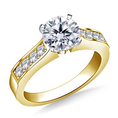 Cathedral Pave Set Round Diamond Engagement Ring in 14K Yellow Gold (1/4 cttw.)