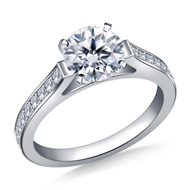 Cathedral Pave Set Round Diamond Engagement Ring in Platinum (1/4 cttw.)