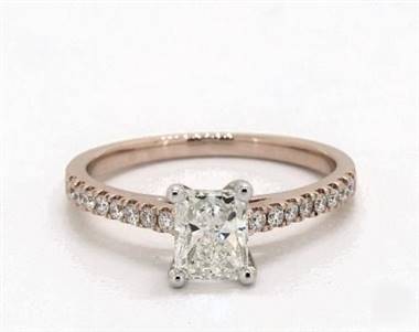 Cathedral Petite Pave Engagement Ring in 14K Rose Gold 1.80mm Width Band (Setting Price)