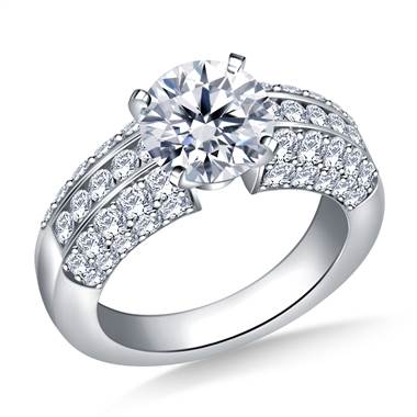 Channel And Pave Set Diamond Engagement Accent Ring in 18K White Gold (1.00 cttw.)