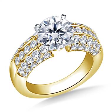 Channel And Pave Set Diamond Engagement Accent Ring in 18K Yellow Gold (1.00 cttw.)