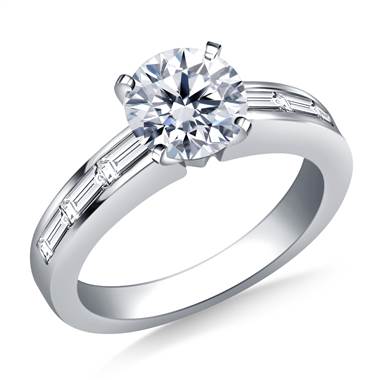 Channel Set Baguette Diamond Engagement Ring in 14K White Gold (3/4 cttw.)