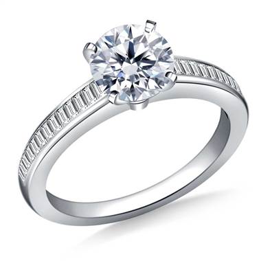Channel Set Baguette Diamond Engagement Ring in 14K White Gold (3/8 cttw.)