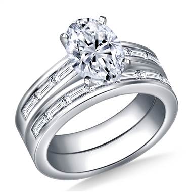 Channel Set Baguette Diamond Ring with Matching Band in Platinum (1 3/8 cttw.)