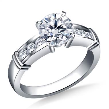 Channel Set Diamond Accent Engagement Ring Crafted in 18K White Gold (1/6 cttw.)