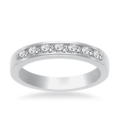 Channel Set Diamond Band In 18K White Gold