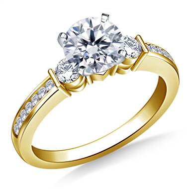 Channel Set Diamond Engagement Ring In 18K Yellow Gold  (1/3 cttw)