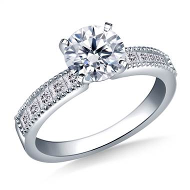 Channel-Set Princess Cut Diamond Engagement Ring in 14K White Gold (1/2 cttw)