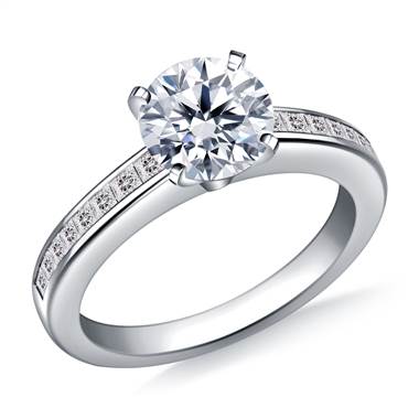 Channel Set Princess Cut Diamond Engagement Ring in 18K White Gold (3/8 cttw.)