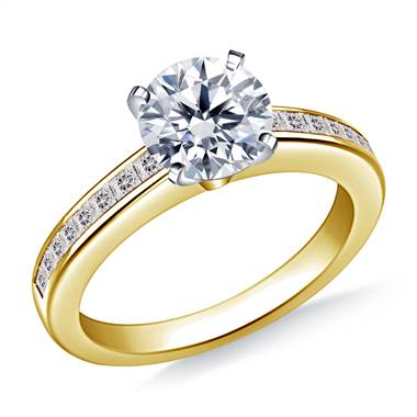 Channel Set Princess Cut Diamond Engagement Ring in 18K Yellow Gold (3/8 cttw.)
