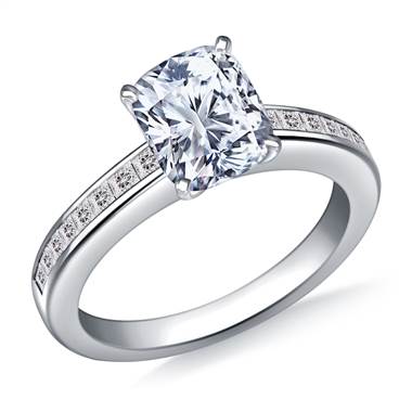 Channel Set Princess Cut Diamond Engagement Ring in Platinum (3/8 cttw.)