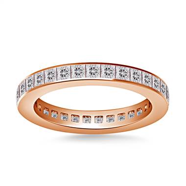 Channel Set Princess Cut Diamond Eternity Ring in 14K Rose Gold (1.40 - 1.65 cttw.)