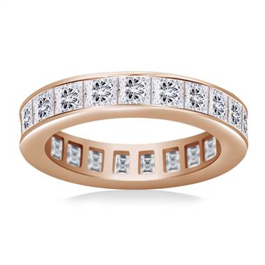 Channel Set Princess Cut Diamond Eternity Ring in 14K Rose Gold (3.40 - 4.08 cttw)