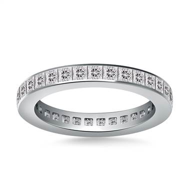 Channel Set Princess Cut Diamond Eternity Ring in 14K White Gold (1.40 - 1.65 cttw.)