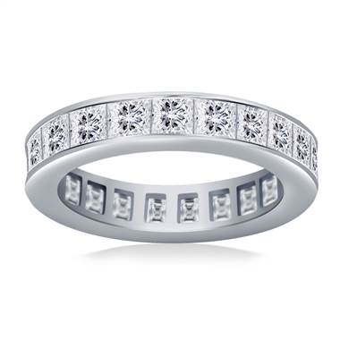 Channel Set Princess Cut Diamond Eternity Ring in 14K White Gold (3.40 - 4.08 cttw)