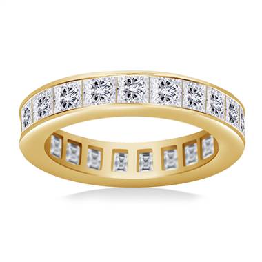 Channel Set Princess Cut Diamond Eternity Ring in 18K Yellow Gold (3.40 - 4.08 cttw)