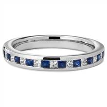 Channel Set Princess Diamond and Blue Sapphire Ring in Platinum (1.5 mm) | Blue Nile