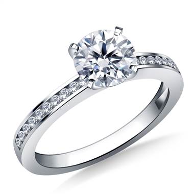 Channel Set Round Diamond Engagement Ring in 14K White Gold (1/8 cttw.)