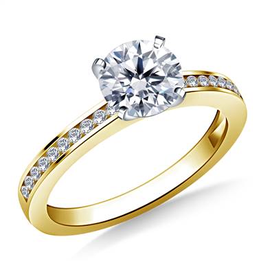 Channel Set Round Diamond Engagement Ring in 14K Yellow Gold (1/8 cttw.)