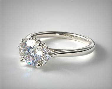Charming with Bead Accents Engagement Ring in 14K White Gold 2.20mm Width Band (Setting Price)