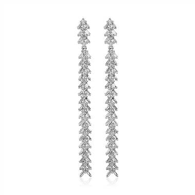 "Chevron Baguette Linear Drop Diamond Earrings in 14k White Gold (1 1/4 ct. tw.)"