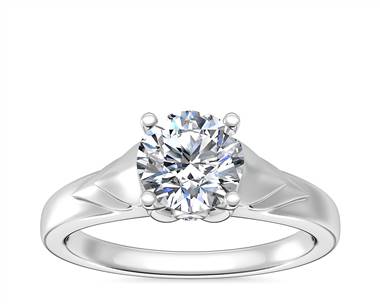 Chevron Solitaire Plus Engagement Ring In Platinum
