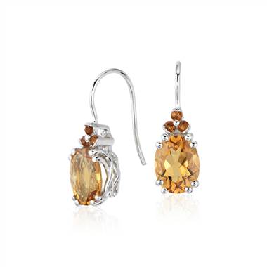 Citrine and Madeira Citrine Drop Earrings in Sterling Silver (9x7mm)