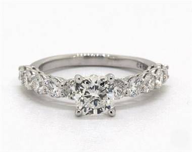 Classic 10-Diamond Prong-Set .90ctw Engagement Ring in 14K White Gold 2.20mm Width Band (Setting Price)