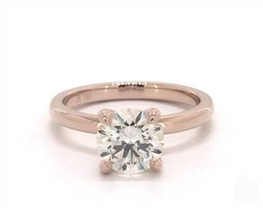 Classic 4-Prong Elevated Solitaire Engagement Ring in 14K Rose Gold 2.00mm Width Band (Setting Price)