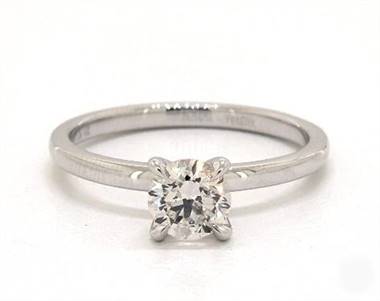 Classic 4-Prong Elevated Solitaire Engagement Ring in 14K White Gold 2.00mm Width Band (Setting Price)