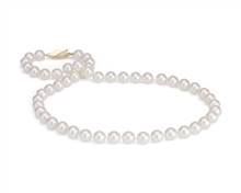 Classic Akoya Cultured Pearl Strand 16" Necklace In 18k Yellow Gold (8.0-8.5mm) | Blue Nile