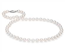 Classic Akoya Cultured Pearl Strand 20" Necklace In 18k White Gold (6.5-7.0mm) | Blue Nile