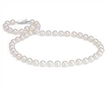 Classic Akoya Cultured Pearl Strand 24" Necklace In 18k White Gold (8.0-8.5mm) | Blue Nile