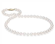 Classic Akoya Cultured Pearl Strand 24" Necklace In 18k Yellow Gold (6.5-7.0mm) | Blue Nile