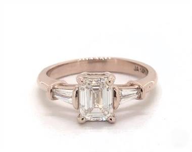 Classic Baguette Side-Stone Engagement Ring in 14K Rose Gold 4mm Width Band (Setting Price)