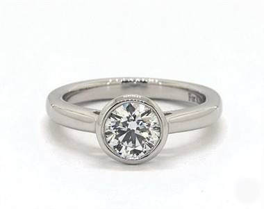 Classic Bezel-Set Engagement Ring in 18K White Gold 2.00mm Width Band (Setting Price)