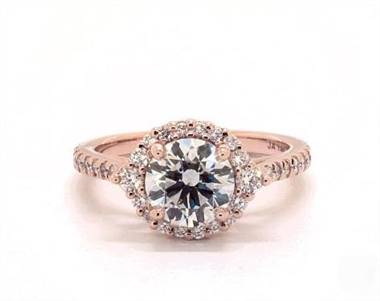 Classic Cathedral Halo Pave Engagement Ring in 14K Rose Gold 1.90mm Width Band (Setting Price)