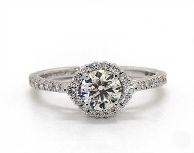 Classic Cathedral Halo Pave Engagement Ring in 14K White Gold 1.90mm Width Band (Setting Price)