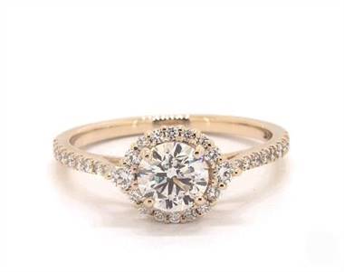 Classic Cathedral Halo Pave Engagement Ring in 14K Yellow Gold 1.90mm Width Band (Setting Price)