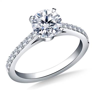 Classic Cathedral Prong Set Diamond Engagement Ring in 14K White Gold (1/3 cttw.)