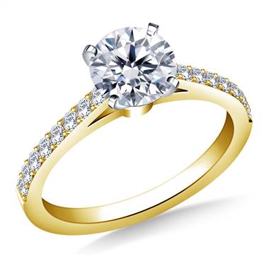 Classic Cathedral Prong Set Diamond Engagement Ring in 18K Yellow Gold (1/3 cttw.)