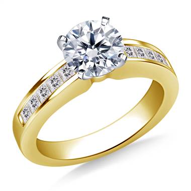 Classic Channel Set Princess Cut Diamond Engagement Ring in 18K Yellow Gold (1/2 cttw.)
