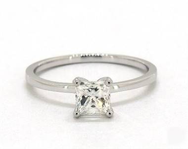 Classic Comfort Fit Solitaire Engagement Ring in 14K White Gold 1.50mm Width Band (Setting Price)