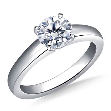 Classic Comfort Fit Tapered Solitaire Engagement Ring in 14K White Gold (3.2 mm)