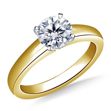 Classic Comfort Fit Tapered Solitaire Engagement Ring in 18K Yellow Gold (3.2 mm)